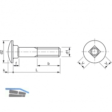 SECOTEC Torbandschraube DIN603 M6X50 verzinkt-blau KP-100