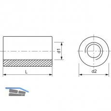 Distanzbuchsen rund M 8x 30 Edelstahl A2 (Langmutter)