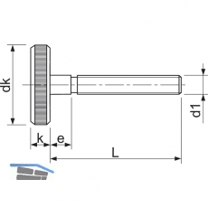 DIN 653 M 6x 30 verzinkt Rndelschraube flache Form
