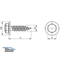 ISO10510-S1 6.3x19 verzinkt Kombi-Sechskantblechschraube (ISO1479) mit U-Scheibe