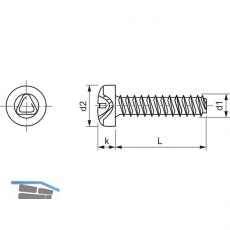 DIN7500PE (CT) M 6x10 Torx 30 verzinkt gewindefurchende Linsenschraube