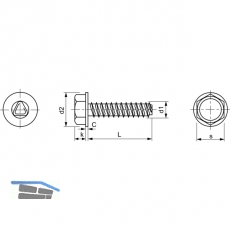 DIN7500DE (D) M 8x16 verzinkt gewindefurchende 6kt-Schraube mit Bund