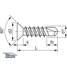 DIN7504O 3.5x 25 Phillips-KS verzinkt Senkkopf-Bohrschraube ~ISO15482