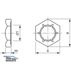 DIN7967 M16 verzinkt Sicherungsmutter (Palmutter)