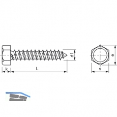 DIN7976C 8.0x 32 verzinkt Sechskantkopf-Blechschraube ~ISO1479