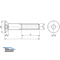 ISO10642 8.8 M 4x 20 verzinkt Senkschraube mit Innensechskant (~DIN7991)
