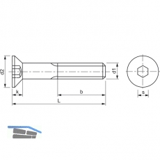 ISO10642 8.8 M 8x 20 verzinkt Senkschraube mit Innensechskant (~DIN7991)