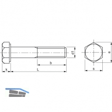 ISO4014 8.8 M16x110 verzinkt Sechskantschraube mit Schaft (DIN 931)