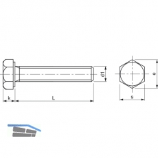 DIN 933 10.9 M12x 25 blank Sechskantschraube ohne Schaft