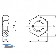 DIN 934/ 8 M22 verzinkt Sechskantmutter