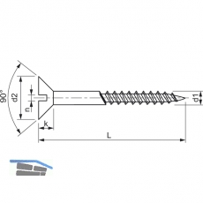 DIN 97 2.5 x 16 Messing blank Holzschraube Senkkopf mit Schlitz