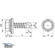 DIN7504K 6.3x 38 verzinkt Sechskantbohrschraube mit Scheibe  16 mm