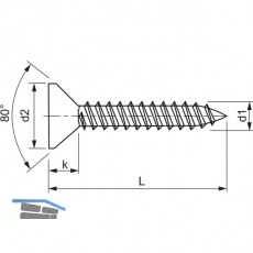 DIN7982C 2.9X 16 Torx 8 Edelstahl A2 Senkkopf-Blechschraube ~ISO14586