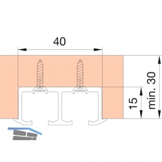 EKU CLIPO 36 Doppelaufschiene gelocht, zum Schrauben, 2,5 m