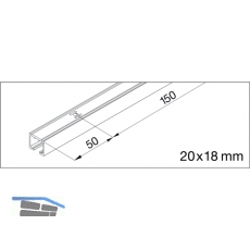EKU CLIPO 26/36 Laufschiene gelocht zum Aufschrauben, 2,5 m