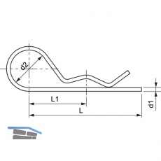 Federstecker einfach 2x 50 Federstahl verzinkt ~DIN11024