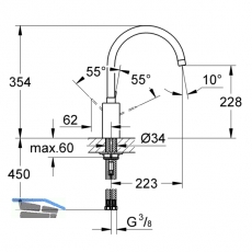 GROHE Kchenarmatur Eurosmart Cosmopolitan C-Auslauf drucklos, Chrom