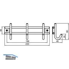 Garderobenleiste Satis mit 5 Haken, Breite 380 mm, Edelstahl gebrstet