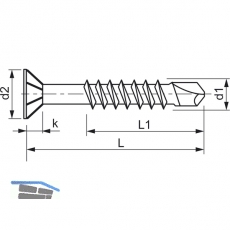 Holzbohrschraube Senkkopf 4.5X 50/30 Torx 20 Edelstahl A2