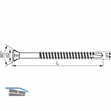 Holzbohrschraube 3.2x 25 Torx 10 verzinkt-blau mit Zierkopf