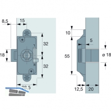 HETTICH PRESTIGE 2000 Zyl.-Kastenschloss Z23, Dornma 15, 18, 9133916