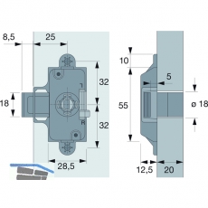 HETTICH PRESTIGE 2000 Zyl.-Kastenschloss Z23, Dornma 25, 18, 9133917