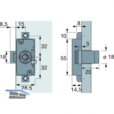 HETTICH PRESTIGE 2000 Zyl.-Drehstangenschl. Z23, Dornma 15, 18, Zinkdruckguss