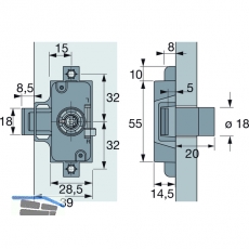 HETTICH PRESTIGE 2000 Zyl.-Drehstangenschl. Z23, Dornma 25, 18, Zinkdruckguss