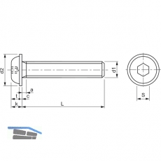ISO7380-2 10.9 M 8x 10 verzinkt Linsenschraube mit Flansch und Innensechskant