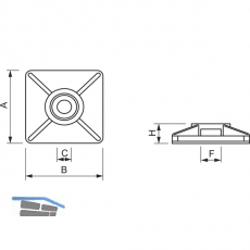 Klebesockel fr Kabelbinder 3.6 mm mit Sonderkleber aus Acrylat