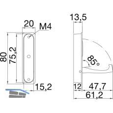 Klapphaken Votan zum Einlassen - 1 Haken, Hhe 80 mm, ZN verchromt poliert