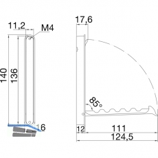 Klapphaken Mitnal zum Einlassen - 4 Haken, Hhe 160 mm, ZN Edelstahl Effekt