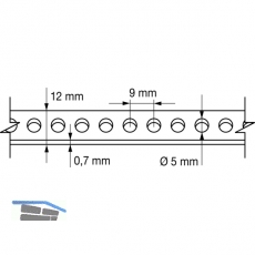 Lochband 12mm verzinkt 10 Meter auf einer Rolle in Plastikbox