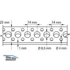 Lochband 17mm verzinkt 10 Meter auf einer Rolle in Plastikbox