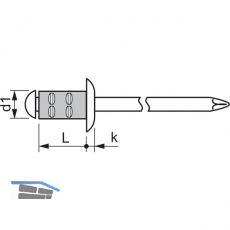 Mehrbereichsniete Flachrundkopf 4.8x17 Aluminium mit Edelstahldorn