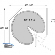 NINKA ProArc Drehboden,  710 mm, KB 800 mm, Polystyrol alugrau