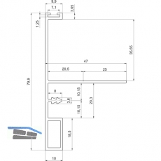 Griffleiste zum Einnuten breit, L - 2600, Aluminium silber eloxiert