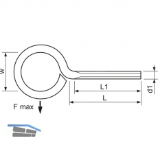 Ringschraube mit metrischem Gewinde M 4x40 verzinkt-blau