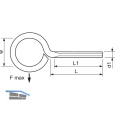 Ringschraube mit metrischem Gewinde M 8x40 verzinkt-blau