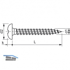 S-Spanplattenschraube Halbrundkopf 5.0x 55 Vollgewinde Torx 25 verzinkt-blau
