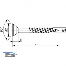 Spanplattenschraube Senkkopf 5.0x 65 Teilgewinde Pozidriv 2 Edelstahl A2