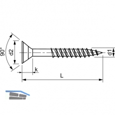 Spanplattenschraube Senkkopf 4.0x 70 Teilgewinde Pozidriv 2 Edelstahl A2