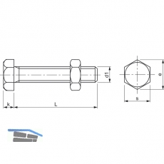 SRUBENA EN15048-1 8.8U M12X 65 VG feuerverzinkt SB-Schraube