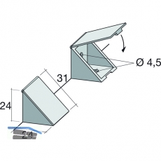 Schrankverbinder Corner 3, mit Klappe und 2 Senkbohrungen 4,5, KS beige
