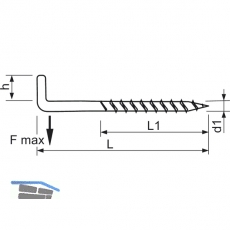 Schraubhaken mit Holzgewinde 3.8x60 Stahl vermessingt