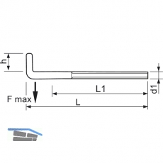 Schraubhaken mit metrischem Gewinde M 5x50 verzinkt-blau