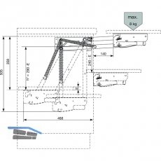 Parallel-Schwenkmechanik PSM 1128, Einbauhhe 505 mm Stahl wei lackiert
