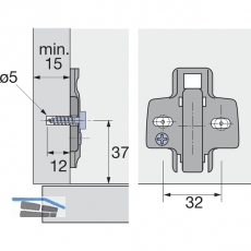 HETTICH Anschraub - Kreuzmontageplatte-Systemschraube 9071666, D 1,5, Stahl