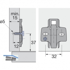 HETTICH Anschraub - Kreuzmontageplatte-Systemschraube 9071665, D 0, Stahl