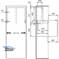 Kleiderlift Super, Korpusinnenmaß 800-1100, Tragkr. 12.5KG, KS/FE, grau